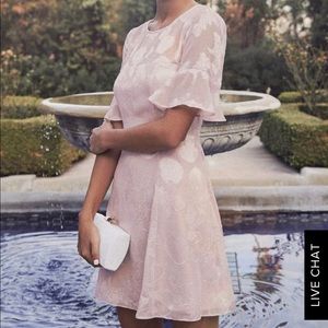 MAUVE PINK SHELL PRINT FLOUNCE SLEEVE DRESS